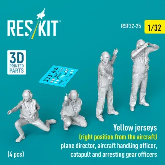   ResKit Yellow jerseys (Right position from the aircraft) plane director, aircraft handling officer, catapult and arresting gear officers (4 pcs) (3D Printed)