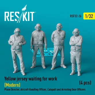   ResKit Yellow jersey waiting for work (Modern) Plane Director, Aircraft Handling Officer, Catapult and Arresting Gear Officers (4 pcs) (3D Printed)