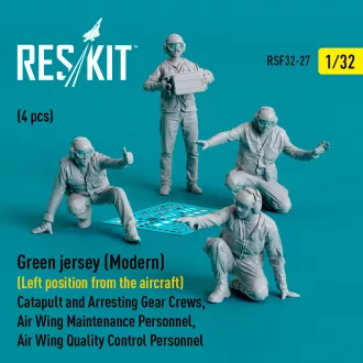  ResKit Green jersey (Modern) (Left position from the aircraft) Catapult and Arresting Gear Crews, Air Wing Maintenance Personnel, Air Wing Quality Control Personnel (4 pcs) (3D Printed)