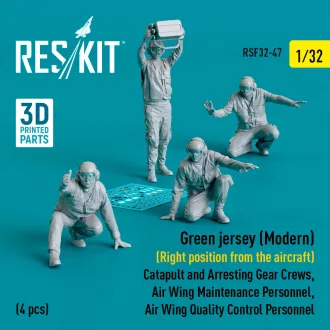   ResKit Green jersey (Modern) (Right position from the aircraft) Catapult and Arresting Gear Crews, Air Wing Maintenance Personnel, Air Wing Quality Control Personnel (4 pcs) (3D Printed)