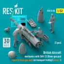 ResKit British Aircraft mechanics with SUU-23 20mm gun pod (open & close gun bay) on on transport trolley (scene 1) (3 pcs) (3D Printed)