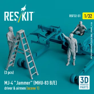   ResKit MJ-4 Jammer (MHU-83 B/E) driver & airmen (scene 1) (3 pcs) (3D Printed)
