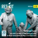 ResKit Red jerseys (3 pcs) with AERO 21A (MHU-191A/M) transport trolley for Mk.84 family bombs (US Navy carrier deck crew) (3D Printed)