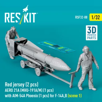   ResKit Red jersey (2 pcs) AERO 21A (MHU-191A/M) (1 pcs) with AIM-54A Phoenix (1 pcs) for F-14A,B (scene 1) (3D Printed)