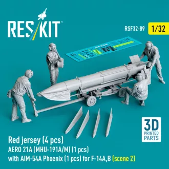   ResKit Red jersey (4 pcs) AERO 21A (MHU-191A/M) (1 pcs) with AIM-54A Phoenix (1 pcs) for F-14A,B (scene 2) (3D Printed)