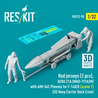   ResKit Red jerseys (2 pcs), AERO 21A (MHU-191A/M) with AIM-54C Phoenix for F-14B/D (scene 1) (US Navy Carrier Deck Crew) (3D Printed)