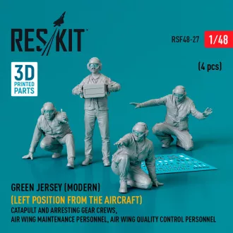   ResKit Green jersey (Modern) (Left position from the aircraft) Catapult and Arresting Gear Crews, Air Wing Maintenance Personnel, Air Wing Quality Control Personnel (4 pcs) (3D Printed)