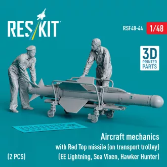  ResKit Aircraft mechanics with Red Top missile (on transport trolley) (EE Lightning, Sea Vixen, Hawker Hunter) (2 pcs) (3D Printed)