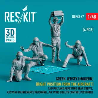   ResKit Green jersey (Modern) (Right position from the aircraft) Catapult and Arresting Gear Crews, Air Wing Maintenance Personnel, Air Wing Quality Control Personnel (4 pcs) (3D Printed)