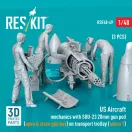 ResKit US Aircraft mechanics with SUU-23 20mm gun pod (open & close gun bay) on transport trolley (scene 1) (3 pcs) (3D Printed)