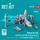 ResKit British Aircraft mechanics with SUU-23 20mm gun pod (open & close gun bay) on on transport trolley (scene 1) (3 pcs) (3D Printed)