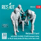 ResKit Red jerseys (3 pcs) with AERO 21A (MHU-191A/M) transport trolley for Mk.84 family bombs (US Navy carrier deck crew) (3D Printed)