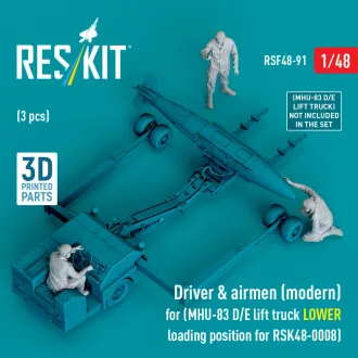   ResKit Driver & airmen (modern) (3 pcs) (MHU-83 D/E lift truck LOWER loading position for RSK48-0008) (3D Printed)