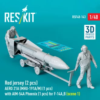   ResKit Red jersey (2 pcs) AERO 21A (MHU-191A/M) (1 pcs) with AIM-54A Phoenix (1 pcs) for F-14A,B (scene 1) (3D Printed)