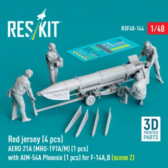   ResKit Red jersey (4 pcs) AERO 21A (MHU-191A/M) (1 pcs) with AIM-54A Phoenix (1 pcs) for F-14A,B (scene 2) (3D Printed)