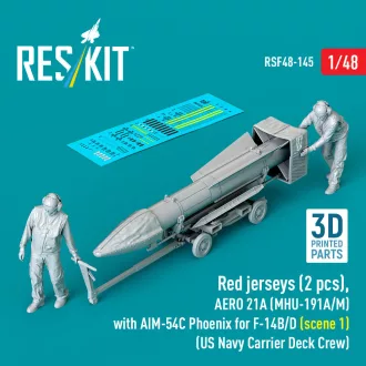   ResKit Red jerseys (2 pcs), AERO 21A (MHU-191A/M) with AIM-54C Phoenix for F-14B/D (scene 1) (US Navy Carrier Deck Crew) (3D Printed)
