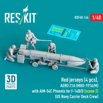   ResKit Red jerseys (4 pcs), AERO 21A (MHU-191A/M) with AIM-54C Phoenix for F-14B/D (scene 2) (US Navy Carrier Deck Crew) (3D Printed)