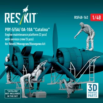   ResKit PBY-5/5A/ OA-10A Catalina Engine maintenance platform (2 pcs) with service crew (5 pcs) for Revell/Monogram/Hasegawa kit (3D Printed)