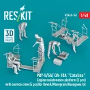ResKit PBY-5/5A/ OA-10A Catalina Engine maintenance platform (2 pcs) with service crew (5 pcs) for Revell/Monogram/Hasegawa kit (3D Printed)