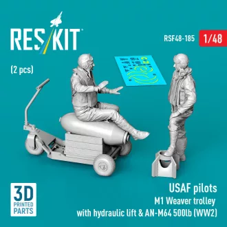   ResKit USAF pilots (2 pcs) & M1 Weaver trolley with hydraulic lift & AN-M64 500lb (WW2) (3D Printed)