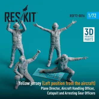   ResKit Yellow jersey (Modern) (Left position from the aircraft) Plane Director, Aircraft Handling Officer, Catapult and Arresting Gear Officers (4 pcs) (3D Printed)