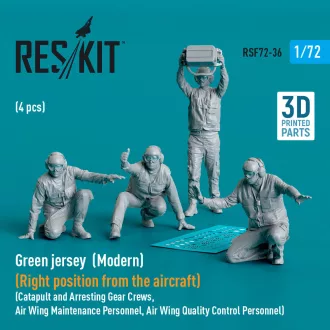   ResKit Green jersey (Modern) (Right position from the aircraft) Catapult and Arresting Gear Crews, Air Wing Maintenance Personnel, Air Wing Quality Control Personnel (4 pcs) (3D Printed)