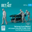 ResKit Red jersey (3 pcs) (Modern) with transport trolley AERO 21A (MHU-191A/M) (1 pcs) (for Mk.82 family bombs) (3D Printed)