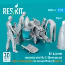 ResKit US Aircraft mechanics with SUU-23 20mm gun pod (open & close gun bay) on transport trolley (scene 1) (3 pcs) (3D Printed)