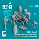 ResKit British Aircraft mechanics with SUU-23 20mm gun pod (open & close gun bay) on transport trolley (scene 1) (3 pcs) (3D Printed)