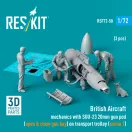 ResKit British Aircraft mechanics with SUU-23 20mm gun pod (open & close gun bay) on transport trolley (scene 1) (3 pcs) (3D Printed)