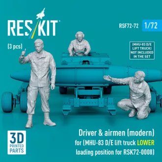   ResKit Driver & airmen (modern) (3 pcs) (MHU-83 D/E lift truck LOWER loading position for RSK72-0008) (3D Printed)