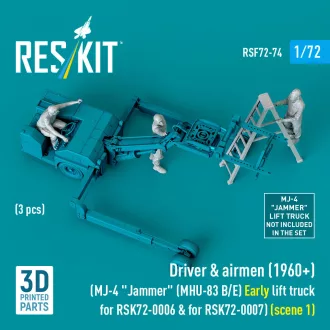   ResKit Driver & airmen (1960+) (3 pcs) (MJ-4 Jammer (MHU-83 B/E) Early lift truck for RSK72-0006 & for RSK72-0007) (scene 1) (3D Printed)