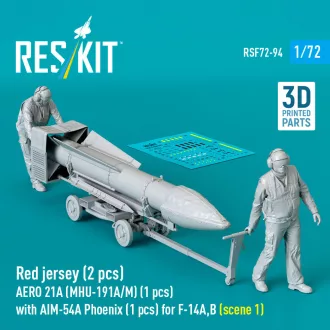   ResKit Red jersey (2 pcs) AERO 21A (MHU-191A/M) (1 pcs) with AIM-54A Phoenix (1 pcs) for F-14A,B (scene 1) (3D Printed)