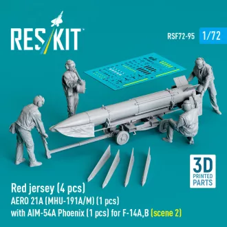   ResKit Red jersey (4 pcs) AERO 21A (MHU-191A/M) (1 pcs) with AIM-54A Phoenix (1 pcs) for F-14A,B (scene 2) (3D Printed)