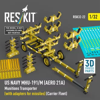   ResKit US NAVY MHU-191/M (AERO 21A) Munitions Transporter (with adapters for missiles) (Carrier Fleet) (3D Printed model kit)