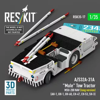   ResKit A/S32A-31A Mule Tow Tractor MSU-200 NAV (long version) (AH-1, UH-1, UH-60, CH-47, CH-53, SH-3) (3D Printed model kit)