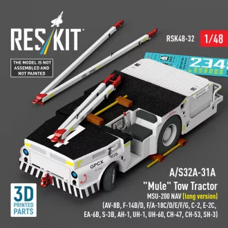   ResKit A/S32A-31A Mule Tow Tractor MSU-200 NAV (long version) (AV-8B, F-14B/D, F/A-18C/D/E/F/G, C-2, E-2?, EA-6B, S-3B, AH-1, UH-1, UH-60, CH-47, CH-53, SH-3) (3D Printed model kit)
