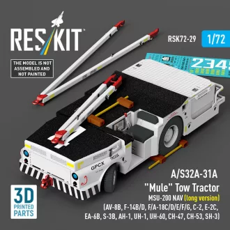   ResKit A/S32A-31A Mule Tow Tractor MSU-200 NAV (long version) (AV-8B, F-14B/D, F/A-18C/D/E/F/G, C-2, E-2?, EA-6B, S-3B, AH-1, UH-1, UH-60, CH-47, CH-53, SH-3) (3D Printed model kit)