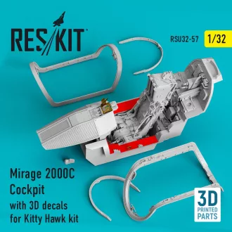   ResKit Mirage 2000C Cockpit with 3D decals for Kitty Hawk kit