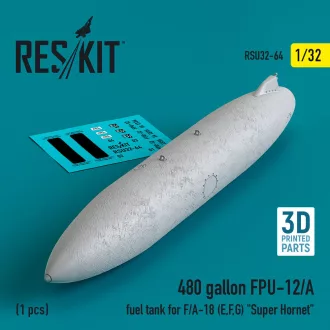   ResKit 480 gallon FPU-12/A fuel tank for F/A-18 (E,F,G) Super Hornet (1 pcs) (3D Printed)