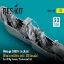 ResKit Mirage 2000N cockpit (Basic edition with 3D decals) for Kitty Hawk / Zimimodel kit (3D Printed)