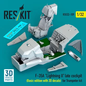   ResKit F-35A Lightning II late cockpit (Basic edition with 3D decals) for Trumpeter kit (3D Printed)