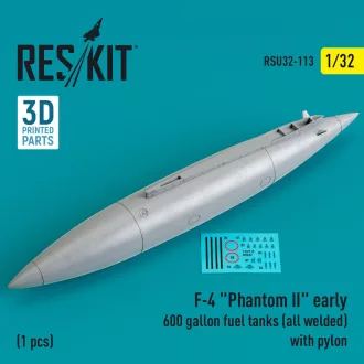   ResKit F-4 Phantom II early 600 gallon fuel tanks (all welded) with pylon (1 pcs) (3D Printed)