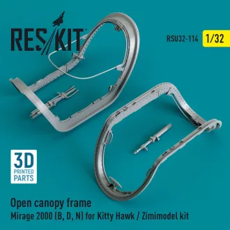   ResKit Open canopy frame Mirage 2000 (B,D,N) for Kitty Hawk / Zimimodel kit (3D Printed)