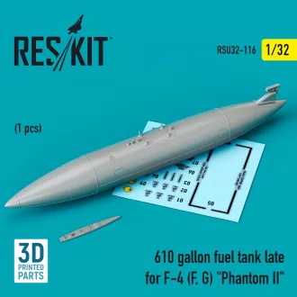   ResKit 610 gallon fuel tank late for F-4 (F, G) Phantom II (3D Printed)