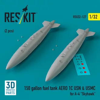   ResKit 150 gallon fuel tank AERO 1C USN & USMC for A-4 Skyhawk (2 pcs) (3D Printed)