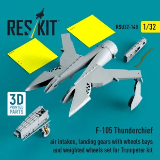   ResKit F-105 Thunderchief air intakes, landing gears with wheels bays and weighted wheels set for Trumpeter kit (3D Printed)