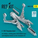 ResKit F-105 Thunderchief air intakes, landing gears with wheels bays and weighted wheels set for Trumpeter kit (3D Printed)