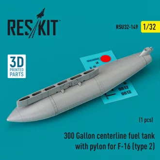   ResKit 300 Gallon centerline fuel tank with pylon for F-16 (A/B/C/D/E/F/I) (type 2) (1 pcs) (3D Printed)
