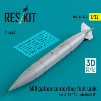   ResKit 600 gallon centerline fuel tank for A-10 Thunderbolt II (1 pcs) (3D Printed)